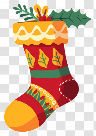 Christmas Socks - Festive Christmas Stocking With Holiday Designs Transparent PNG