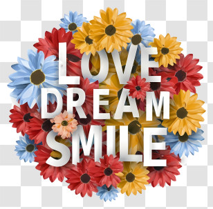 Cartoon - Love Dream Smile With Flowers Transparent PNG