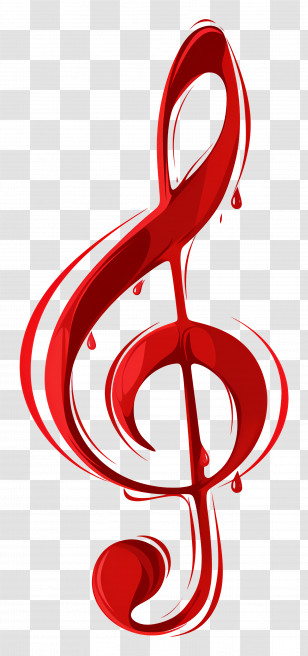 Red Music Note - Stylized Red Treble Clef Symbol Transparent PNG