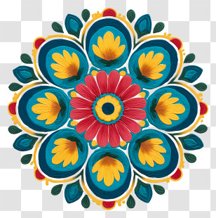 Colourful Mandala - Colorful Mandala With Floral Patterns Transparent PNG