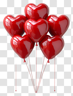 Heart Balloons - Red Heart-Shaped Balloons For Love Celebrations Transparent PNG