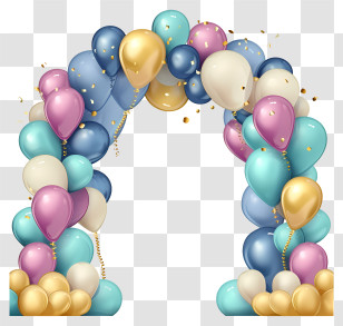 Cartoon 3d Birthday Balloon Arch - Colorful Balloon Arch For Celebrations Transparent PNG