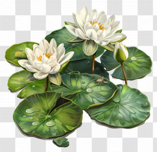 Water Lily - White Water Lilies And Lily Pads Transparent PNG