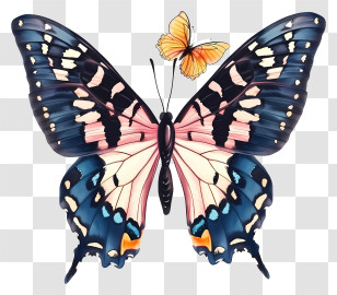 Detailed Illustrations - Beautiful Blue And Pink Butterfly Illustration Transparent PNG