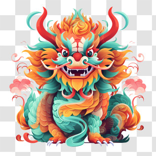 Chinese Dragon - Colorful Mythical Dragon Illustration Transparent PNG