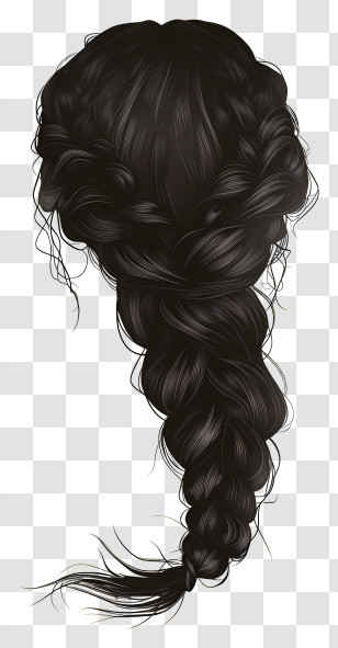 Braided Hair Wig - Black Braided Hair Transparent PNG