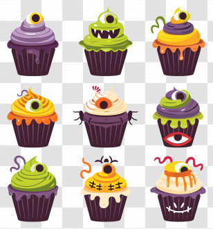 Halloween Cupcakes - Monster-Themed Cupcakes For Halloween Transparent PNG
