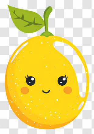 Lemon Kawaii - Smiling Lemon Cartoon Illustration Transparent PNG