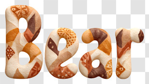 Bear Logo - Bread-textured 'Beat' Typography Transparent PNG