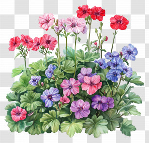 Geranium - Colorful Flowers In Bloom Transparent PNG