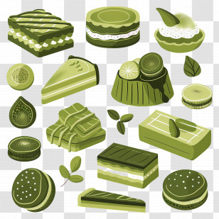 Matcha Dessert - Green Desserts Collection Transparent PNG