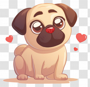 Cute Pug Puppy - Adorable Cartoon Pug Character Transparent PNG