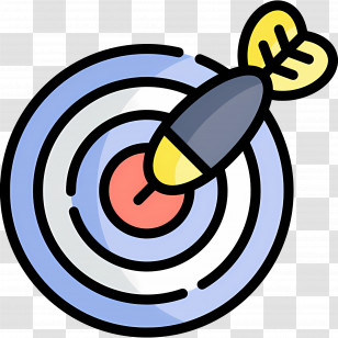 Dart Board - Target And Dart Hitting Bullseye Illustration Transparent PNG