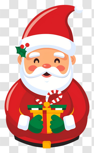 Santa Claus - Jolly Santa Claus Holding A Christmas Gift Transparent PNG