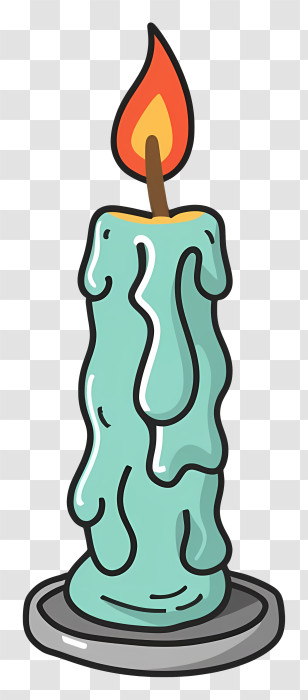 Cartoon - Blue Dripping Candle Transparent PNG