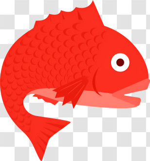 Icon - Cartoon Style Red Fish Transparent PNG