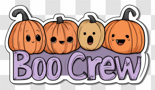 Boo Crew - Cute Pumpkin Boo Crew Text For Halloween Transparent PNG