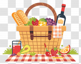 Picnic Basket - Picnic Basket Illustration With Fresh Food Transparent PNG