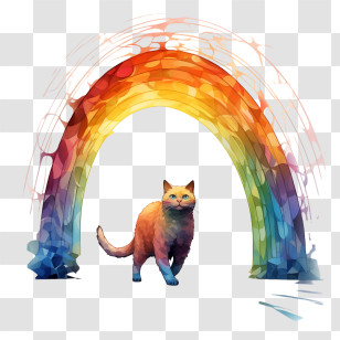 Rainbow Bridge Remembrance Day - Cat With Rainbow Transparent PNG