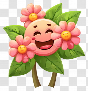 Flower - Happy Pink Flower Cartoon Transparent PNG