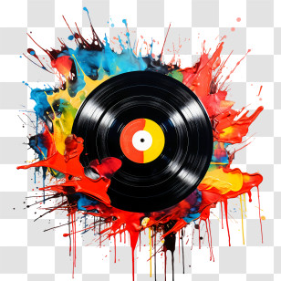 National Vinyl Record Day - Vinyl Record With Artistic Color Splashes Transparent PNG