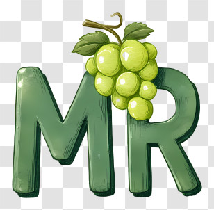 Mr Grapes Logo - Green MR Letters With Grapes Transparent PNG