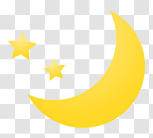 Moon Star - Yellow Crescent Moon With Stars Transparent PNG