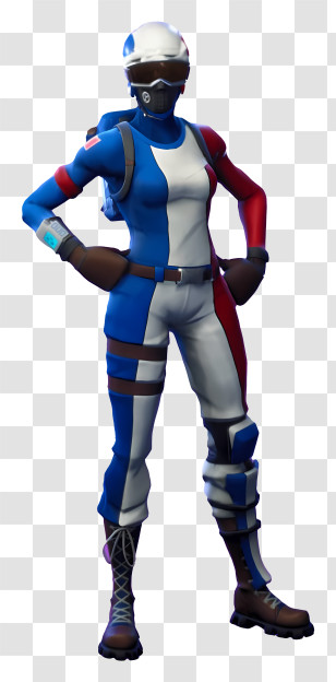 Fortnite - Female Character In Red, Blue, And White Outfit Design Transparent PNG