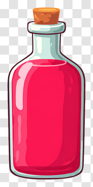Pink Bottle With Red Liquid - Magical Red Potion Bottle Transparent PNG