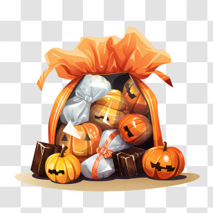 Halloween Candy - Halloween Candy Bag With Pumpkins Transparent PNG