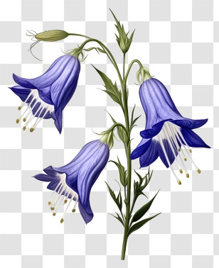 Blue Bell Flower - Elegant Purple Bellflowers Illustration Transparent PNG