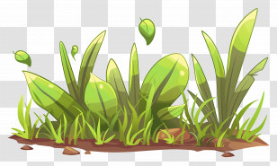 Grass Ground - Green Grass And Leaves Patch Illustration Transparent PNG