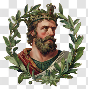 King - Royal King Portrait With Laurel Wreath Transparent PNG