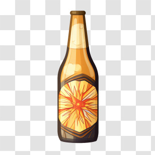 Beer Bottle - Illustrated Beer Bottle With Bright Label Transparent PNG