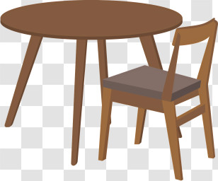 Icon - Simple Wooden Table And Chair Transparent PNG
