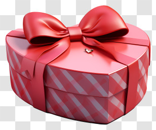 Gift Box - Heart-Shaped Red Gift Box With Bow Transparent PNG