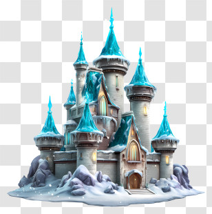 Frozen Castle - Icy Blue Fairy Castle Transparent PNG