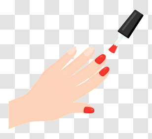 Clipart - Red Nail Polish Application Transparent PNG