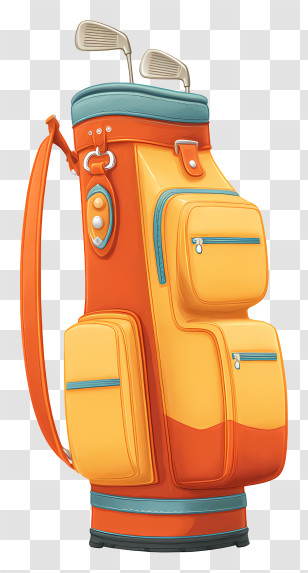 Golf Bag - Orange And Yellow Golf Bag With Clubs Transparent PNG