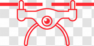 Drone - Red Outline Illustration Of A Drone Transparent PNG