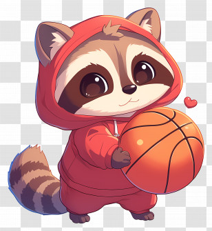 Raccoon Playing Basketball - Raccoon With Basketball Cartoon Transparent PNG
