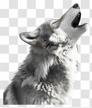 Wolf Howling - Detailed Howling Gray Wolf Illustration Transparent PNG
