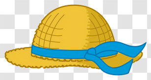 Straw Hat - Straw Hat With Blue Ribbon Transparent PNG