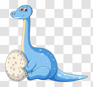 Cartoon Dinosaur - Cute Blue Dinosaur With Egg Cartoon Transparent PNG