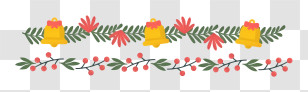 Wreath - Colorful Christmas Garland With Bells Transparent PNG