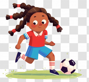 Girl Kicking Soccer Ball - Girl Playing Soccer Transparent PNG