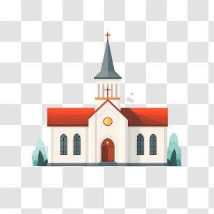 Church - Cartoon Church Illustration With Red Roof Transparent PNG