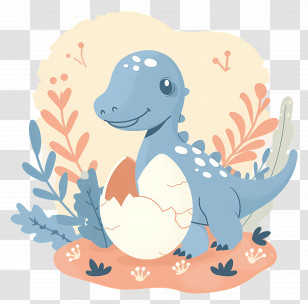 Cartoon Dinosaur - Cute Baby Dinosaur Hatching From Egg Transparent PNG