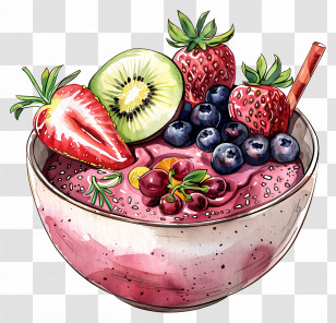 Smoothie Bowl - Smoothie Bowl With Fresh Fruits And Vibrant Toppings Transparent PNG
