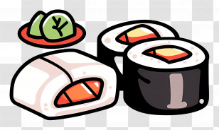 Sushi Roll - Cartoon Sushi Rolls With Garnish Illustration Transparent PNG